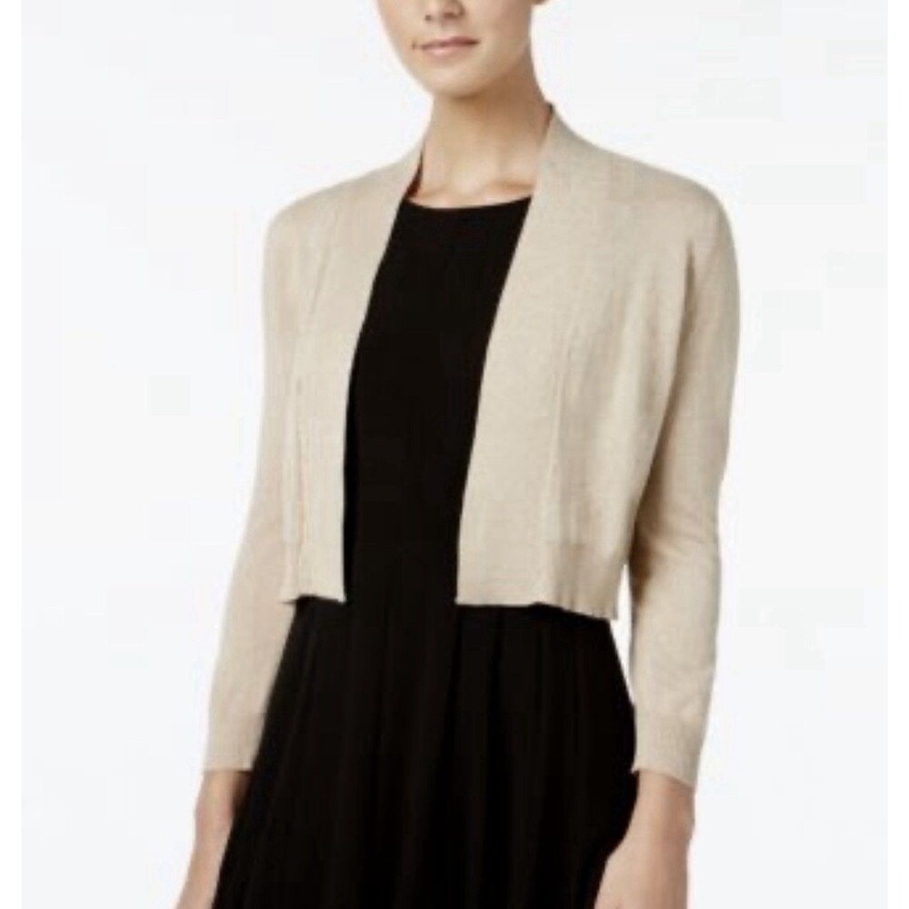 Calvin Klein Womens S Gold Metallic Shimmer Cardigan Acrylic Sweater MRSP $58